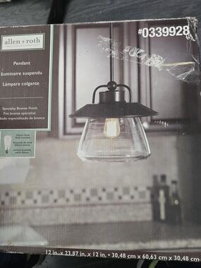 Allen & roth Specialty Bronze Standard Pendant Light - with Clear Glass